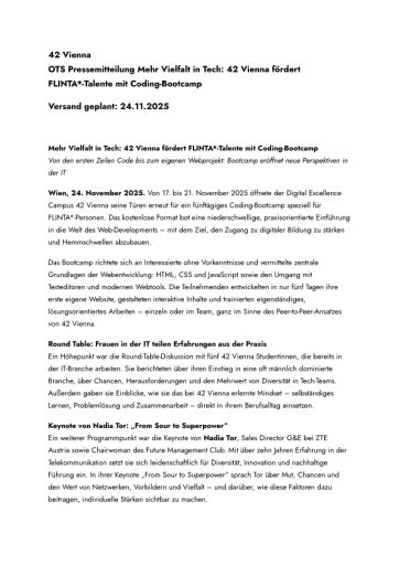 Vorschau Bild von Mehr Vielfalt in Tech: 42 Vienna fördert FLINTA*-Talente mit Coding-Bootcamp
