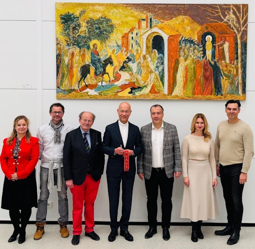 Team V.G.G.; Prof. Wolfgang J. Bandion; Dompfarrer Toni Faber;
Nikolaus und Evelina Brada; Emil Diaconu