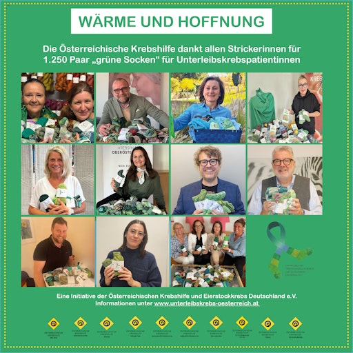  Krebshilfe-Sujet "Grüne Socken 2025" für
Unterleibskrebspatientinnen