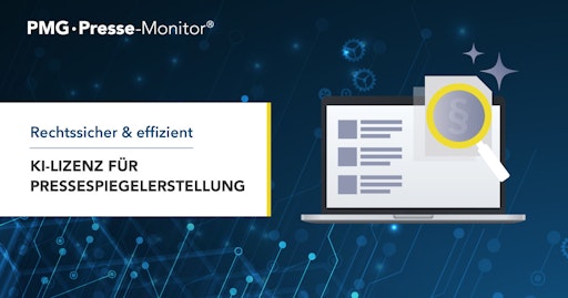 KI-Lizenz für Pressespiegelerstellung: PMG Presse-Monitor & VG
WORT geben Rechtssicherheit.
https://www.pressemonitor.de/ki-lizenz-pressespiegelerstellung/ //
Weiterer Text über ots und www.presseportal.de/nr/32453 / Die
Verwendung dieses Bildes für redaktionelle Zwecke ist unter
Beachtung aller mitgeteilten Nutzungsbedingungen zulässig und dann
auch honorarfrei. Veröffentlichung ausschließlich mit
Bildrechte-Hinweis.