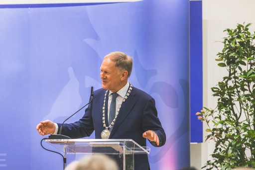 Rektor Wolfgang Sperl bei seiner Emeritierungsfeier an der
Paracelus Medizinischen Privatuniversität