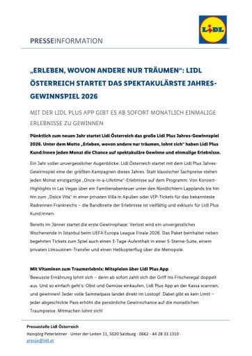 Vorschau Bild von Pressemitteilung Lidl Plus Gewinnspiel