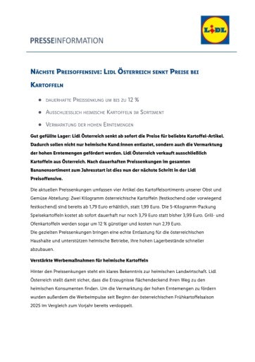 Vorschau Bild von Pressemitteilung Lidl Österreich