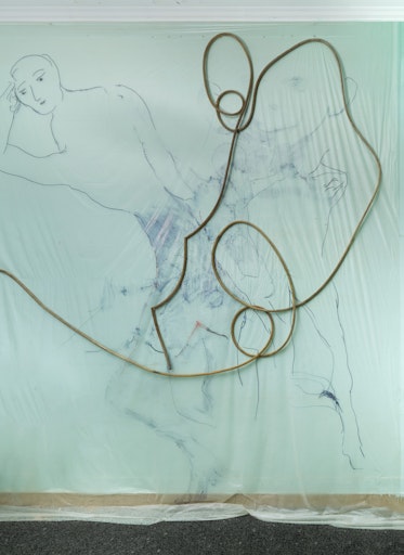 Vorschau Bild von Tolia Astakhishvili to love and devour, 2025 Kunststoff,
Permanentmarker, Kunststoffrohr, Spülbecken 375 x 367 cm Courtesy
the artist, Nicoletta Fiorucci Foundation and LC Queisser, Tbilisi,
Köln / Cologne Foto / Photo: Tolia Astakhishvili Studio