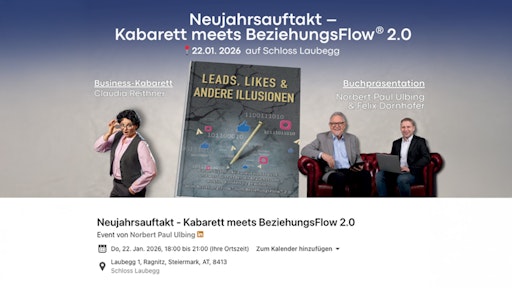  Norbert Paul Ulbing beim Neujahrsauftakt „Kabarett meets
BeziehungsFlow® 2.0“ zur Markenstrategie und Positionierung.