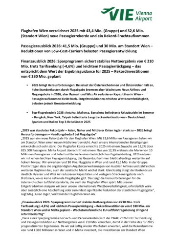 PDF Verkehrsergebnisse 2025 Flughafen Wien AG