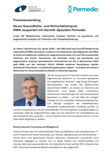 Vorschau Bild von Vollständige Pressemeldung zur Kooperation ENML & Permedio