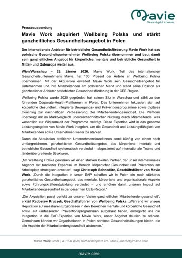 Vorschau Bild von Presseaussendung Mavie Work