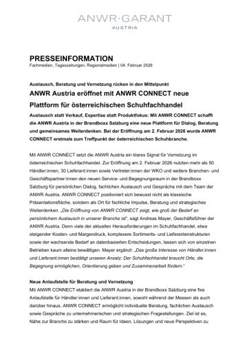 Vorschau Bild von ANWR Austria eröffnet mit ANWR CONNECT neue Plattform für österreichischen Schuhfachhandel.
