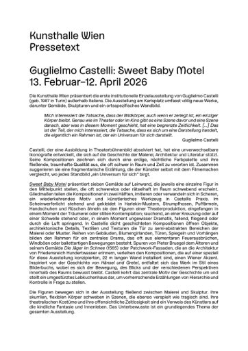 Vorschau Bild von Pressetext Guglielmo Castelli: Sweet Baby Motel