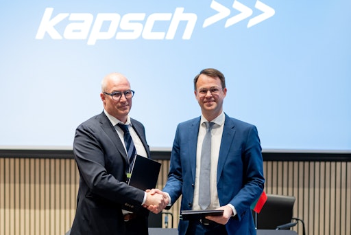 Michael Weber, Head of Sales EMEA bei Kapsch TrafficCom, und
Martynas Gedaminskas, CEO von Via Lietuva