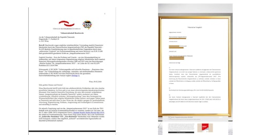 Die Türkische Kulturgemeinde in Österreich (TKG) hat bei der
Volksanwaltschaft der Republik Österreich Beschwerde gegen den
Österreichischen Integrationsfonds (ÖIF) eingebracht. Anlass ist
eine SLAPP-ähnliche juristische Drohkulisse („prätorischer
Vergleich“, Exekutionsandrohung, Streitwert EUR 35.000) nach
grundrechtlich geschützter Kritik am „Integrationsbarometer 2025“.
Die Beschwerde ersucht zugleich um eine Missstandsprüfung zur
strukturellen Stigmatisierung religiöser Minderheiten durch
staatlich finanzierte „Meinungsforschung“ (2000–2025).