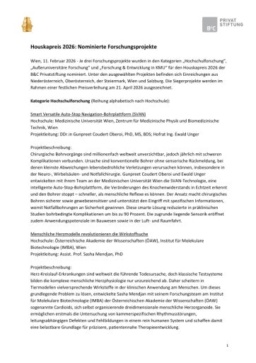 Vorschau Bild von Die Houskapreis-Projekte 2026.