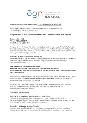 Vorschau Bild von PI-Einladung Pressegespräch ÖGN am 4.3.2026