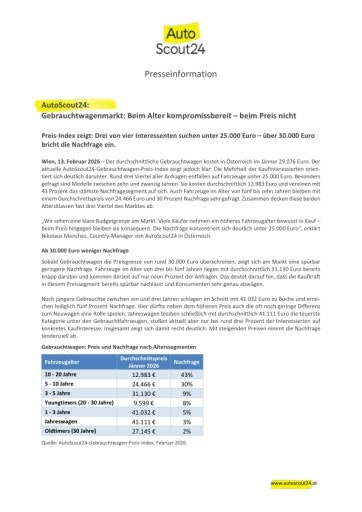 Vorschau Bild von AutoScout24 Gebrauchtwagenmarkt: Nachfrage orientiert sich am Alter der Fahrzeuge