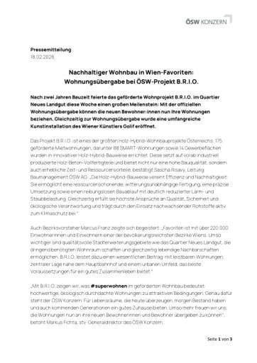 Vorschau Bild von Pressemitteilung: B.R.I.O. Wohnungsübergabe