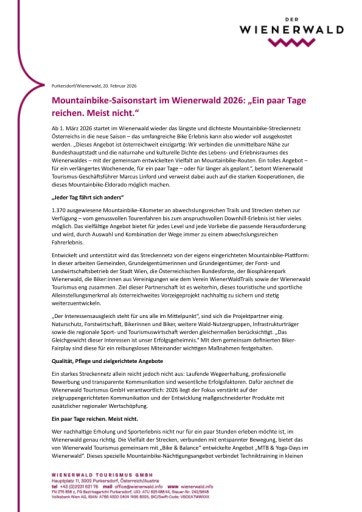 Vorschau Bild von Presseinfo Mountainbike Saisonstart Wienerwald
