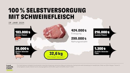 Vorschau Bild von Österreich kann sich größtenteils selbst mit Schweinefleisch
versorgen.