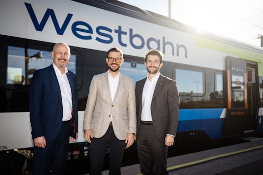 Vorschau Bild von Westbahn-Geschäftsführer Thomas Posch, Marco Ramsbacher,
Landesrat Sebastian Schuschnig