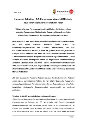 Vorschau Bild von Presseaussendung