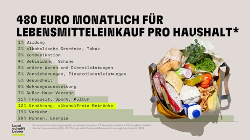 Vorschau Bild von Österreichische Privathaushalten geben 11,6 Prozent ihrer
Ausgaben für Lebensmitteleinkäufe aus.