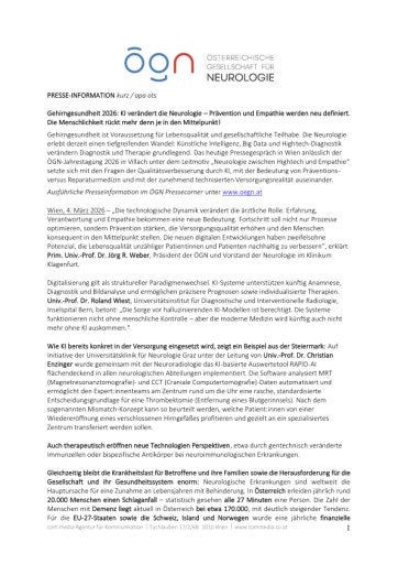 Vorschau Bild von Presse-Info ÖGN Pressegespräch Gehirngesundheit 2026