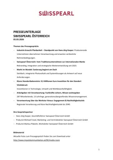 Vorschau Bild von Von Eternit zu Swisspearl: 30 Prozent Marktanteil und 9,5 Millionen Euro Investitionen stärken den Wirtschaftsstandort Vöcklabruck.