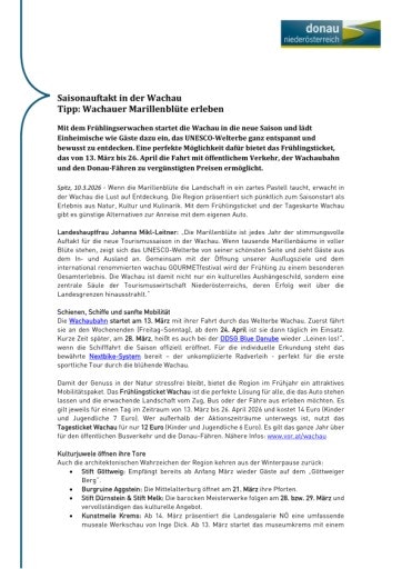 Vorschau Bild von Pressemitteilung zum Saisonauftakt in der Wachau.