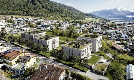 Mit dem Projekt, das von der Gemeinnützigen Privatstiftung der Barmherzigen Schwestern vom Heiligen Vinzenz von Paul in Zams getragen wird, entsteht Lebens- und Begegnungsraum: 27 objektgeförderte Mietwohnungen sowie sechs Einheiten für inklusives Wohnen für Klient*innen des Netzwerks St. Josef. (Fotograf: Bildnachweis: Gemeinnützige Privatstiftung d. Barmh. Schwestern Zams; Bildrechte: Bildnachweis: Gemeinnützige Privatstiftung d. Barmh. Schwestern Zams)