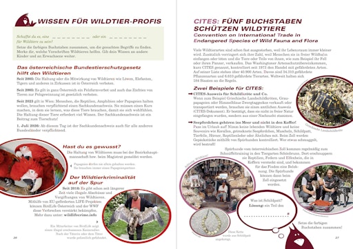 Vorschau Bild von Eine Doppelseite aus dem Unterrichtsheft „Tierprofi – Wildtiere“
vom Verein "Tierschutz macht Schule": Es kann in Klassenstärke
kostenlos, exklusive Versand, beim Verein "Tierschutz macht Schule"
bestellt werden. www.tierschutzmachtschule.at