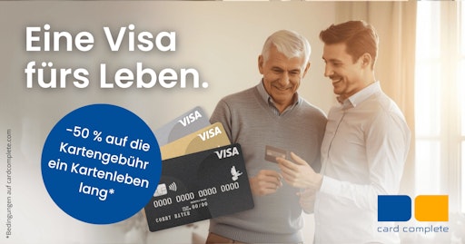 Vorschau Bild von Key Visual der card complete-Kampagne "Eine Visa fürs Leben"