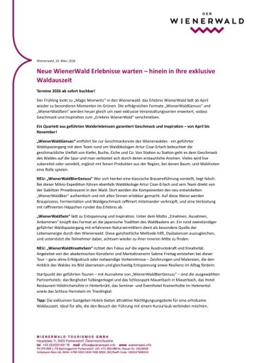 Vorschau Bild von Presseinformation Erlebnis WienerWald