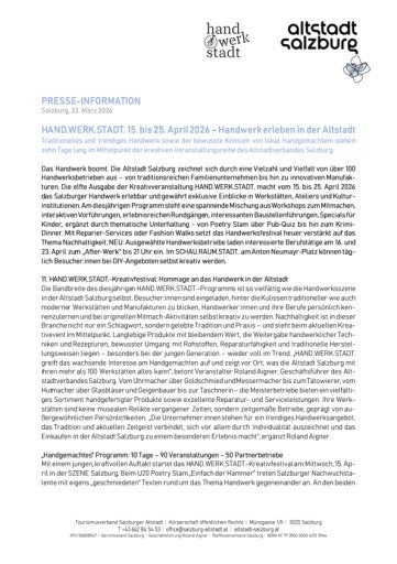  Presseinfo Altstadtverband Salzburg HAND.WERK.STADT. 2026