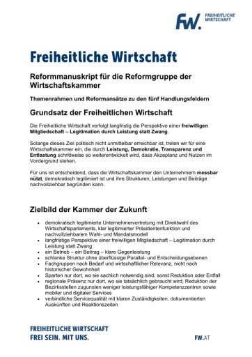 Vorschau Bild von FW - Reformgruppe Handout - WK