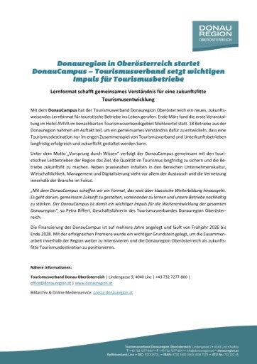Vorschau Bild von Presseaussendung Auftakt DonauCampus Donauregion in Oberösterreich
