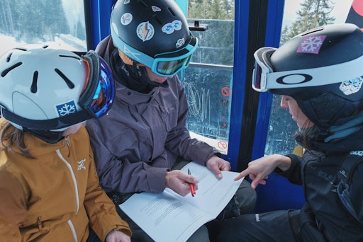 Aufüllen des Fragebogens direkt in der Gondel