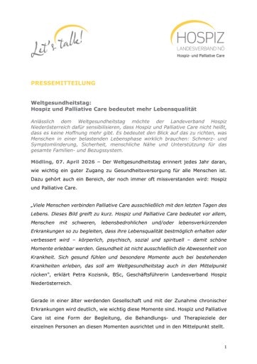 Vorschau Bild von Pressemitteilung zum Weltgesundheitstag