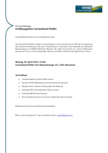 Presseeinladung Eröffnungsfeier Gartenhotel Pfeffel