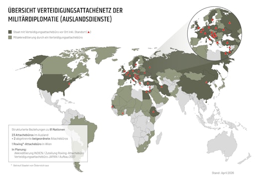 Bundesheer stärkt internationales Netzwerk durch
Militärdiplomaten als sicherheitspolitische Sensoren