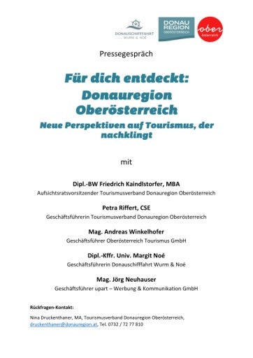 Vorschau Bild von Presseunterlage zum Pressegespräch am 14. April 2026 zum Thema "Für dich entdeckt: Donauregion Oberösterreich".