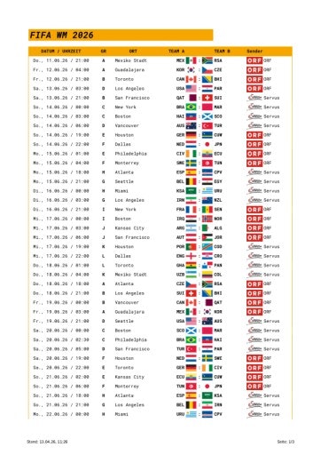 Vorschau Bild von FIFA WM 2026 Spielplan