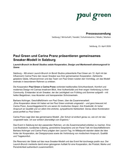 Vorschau Bild von Presseaussendung: Paul Green x Carina Pranz - Neues gemeinsames Sneaker-Modell präsentiert