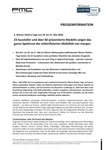 Vorschau Bild von Presseaussendung Aussteller Wiener Elektro Tage 2026