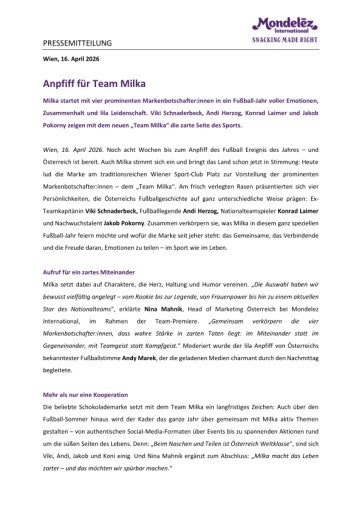 Vorschau Bild von Milka Presseinformation Präsentation Team Milka