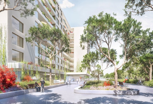  Der zukünftige Vorplatz des Haus Haidehof schafft einen offenen
und einladenden Empfangsbereich.