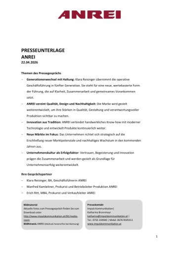 Vorschau Bild von Generationenwechsel bei ANREI: Klara Reisinger übernimmt Geschäftsführung.