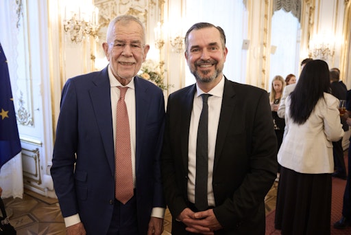 Vorschau Bild von Bundespräsident Alexander Van der Bellen und APA-CEO Clemens Pig
im Rahmen der 40. MINDS-Konferenz im April 2026 in Wien