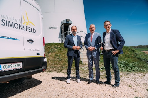  Markus Winter (Windkraft Simonsfeld Technikvorstand),
Bundespräsident Alexander Van der Bellen, Alexander Hochauer
Windkraft Simonsfeld Finanzvorstand)