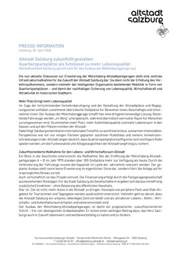 Vorschau Bild von Presseinfo Altstadtverband Salzburg