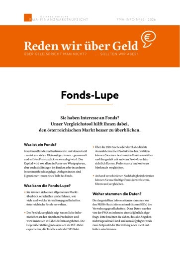 Vorschau Bild von Reden wir über Geld - Die FMA-Fonds-Lupe
